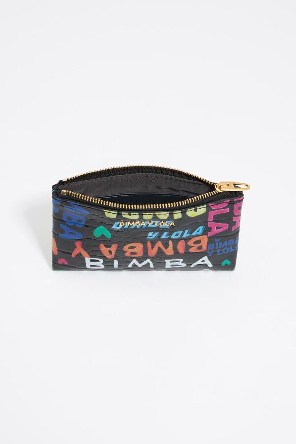 Bimba & Lola Pasjeshouder Krokostructuur BIMBA Logo's Zwart