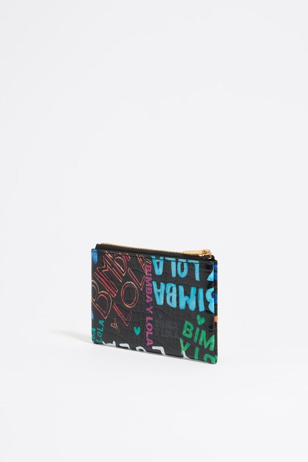 Bimba & Lola Pasjeshouder Krokostructuur BIMBA Logo's Zwart