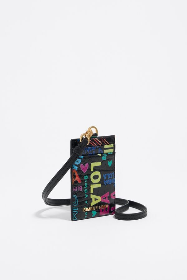 Bimba & Lola Pasjeshouder Krokostructuur BIMBA Logo's Zwart