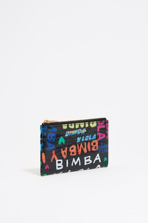 bimba & lola Pasjeshouder krokostructuur BIMBA logo's zwart