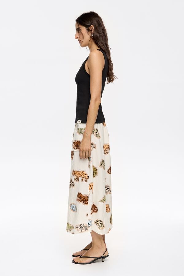 Bimba & Lola Rok Linnen A-lijn Jungle Community Bruin