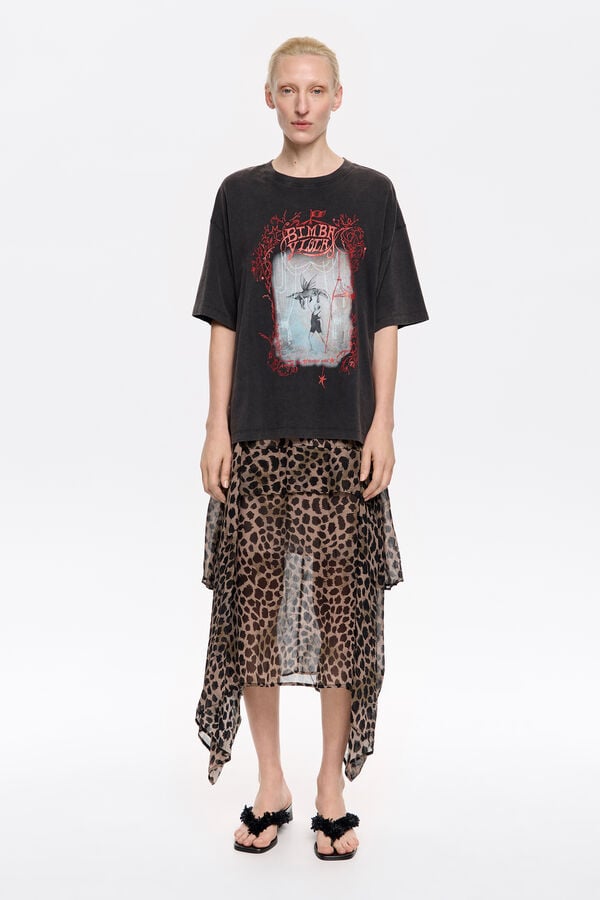 bimba & lola Rok soepelvallend onregelmatig Cheetah kaki