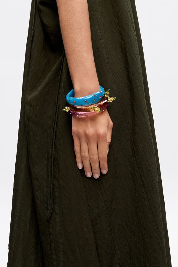 Bimba & Lola Set Drie Armbanden Cactus Kunsthars En Kristal Veelkleurig