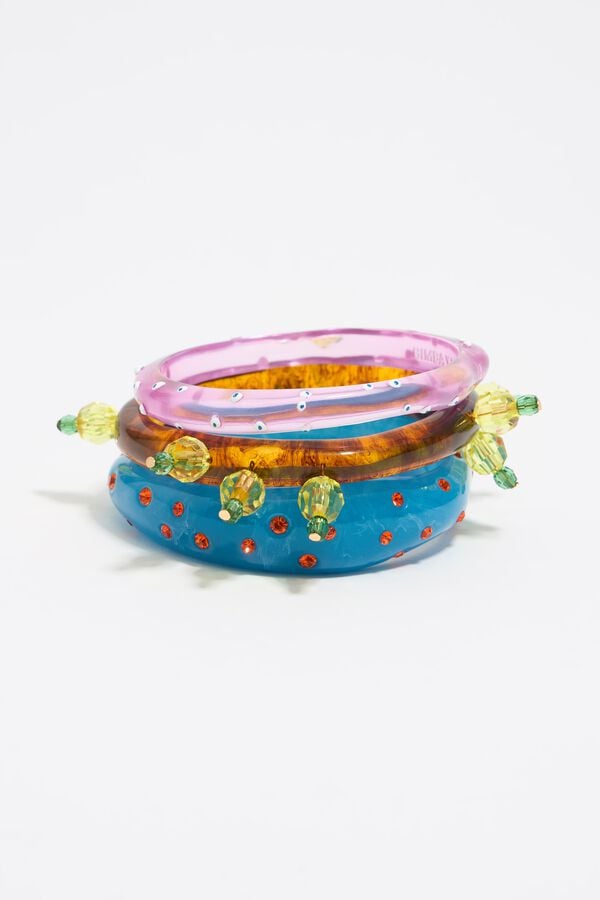 Bimba & Lola Set Drie Armbanden Cactus Kunsthars En Kristal Veelkleurig