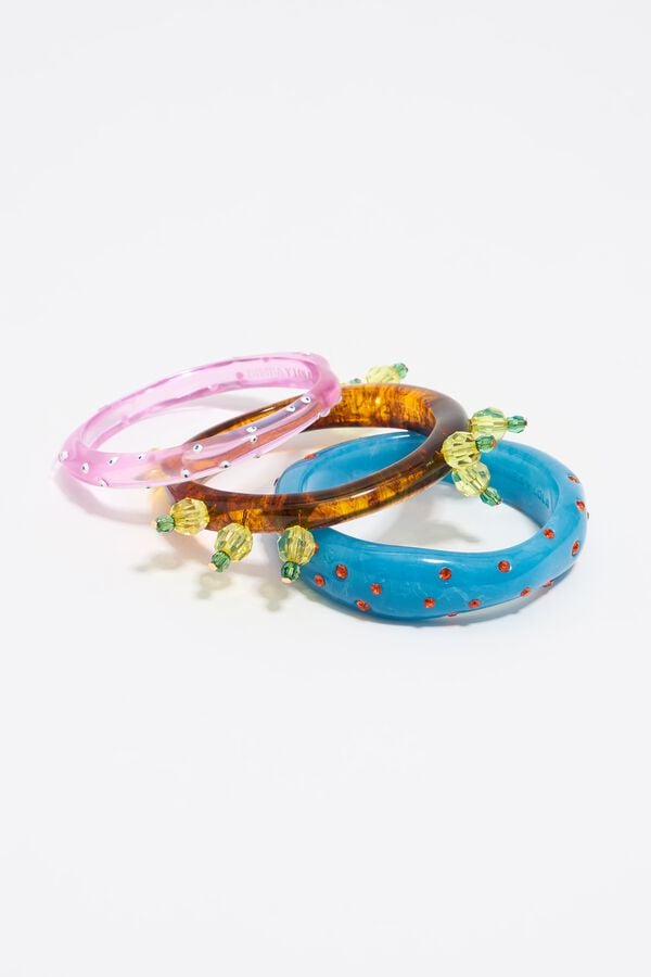 bimba & lola Set drie armbanden cactus kunsthars en kristal veelkleurig