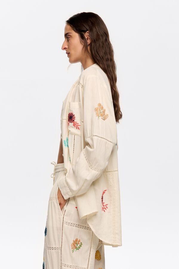 Bimba & Lola Shirt Borduurreliëf Contrasterend Gebroken Wit