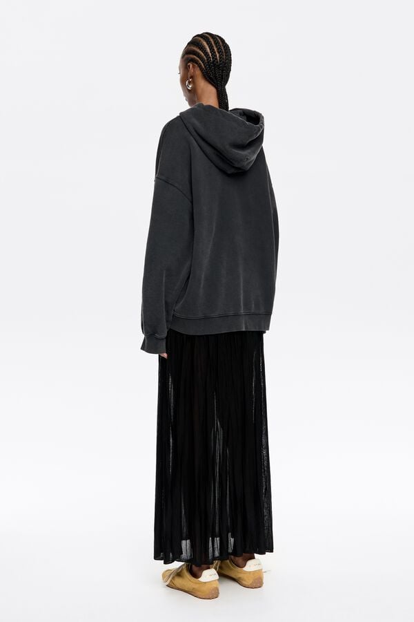 Bimba & Lola Sweatshirt Oversized Logo Verwassen Zwart