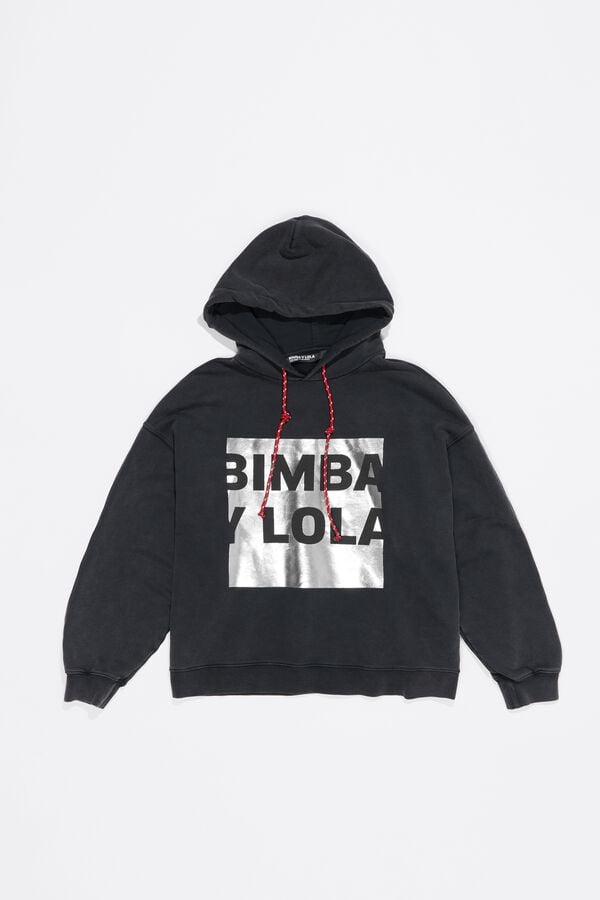 bimba & lola Sweatshirt oversized logo verwassen zwart
