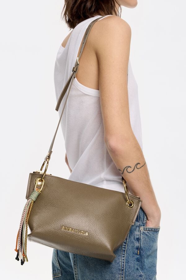 Bimba & Lola Tas Trapezium Middelgroot Leer Donker Taupe