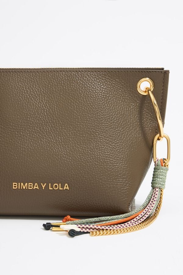 Bimba & Lola Tas Trapezium Middelgroot Leer Donker Taupe