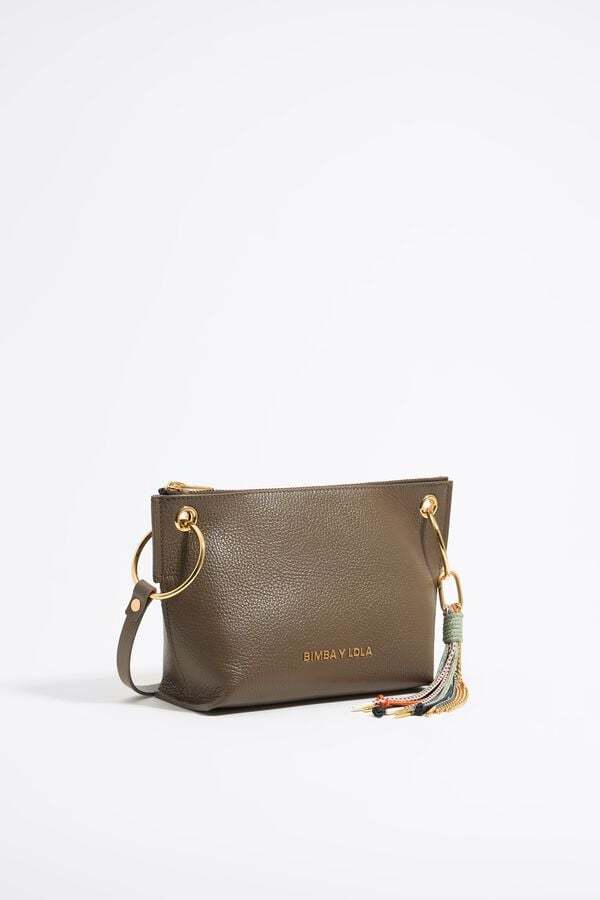 bimba & lola Tas trapezium middelgroot leer donker taupe