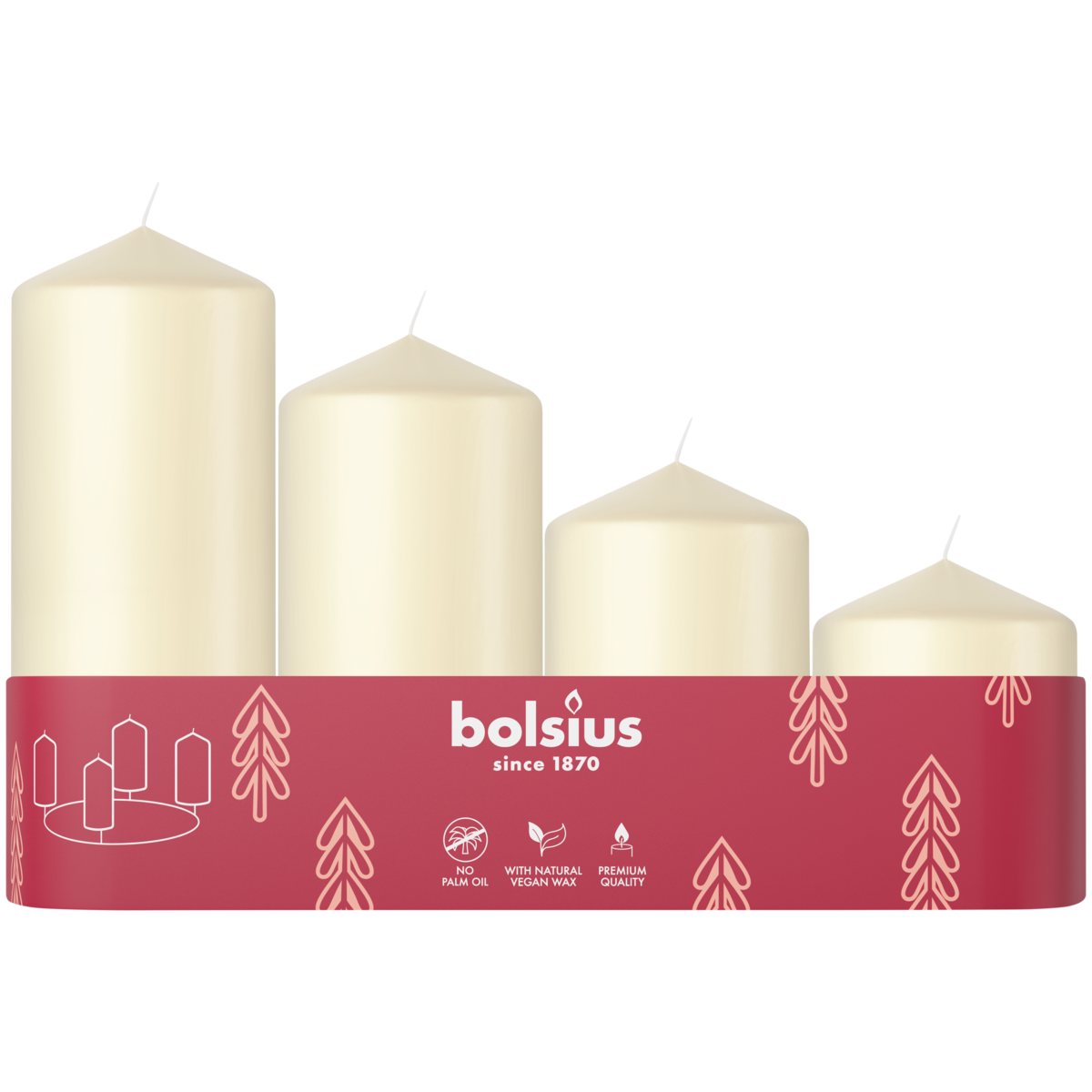 bolsius Bolsius - advent - gladde stompkaars - ivoor - 4-pack
