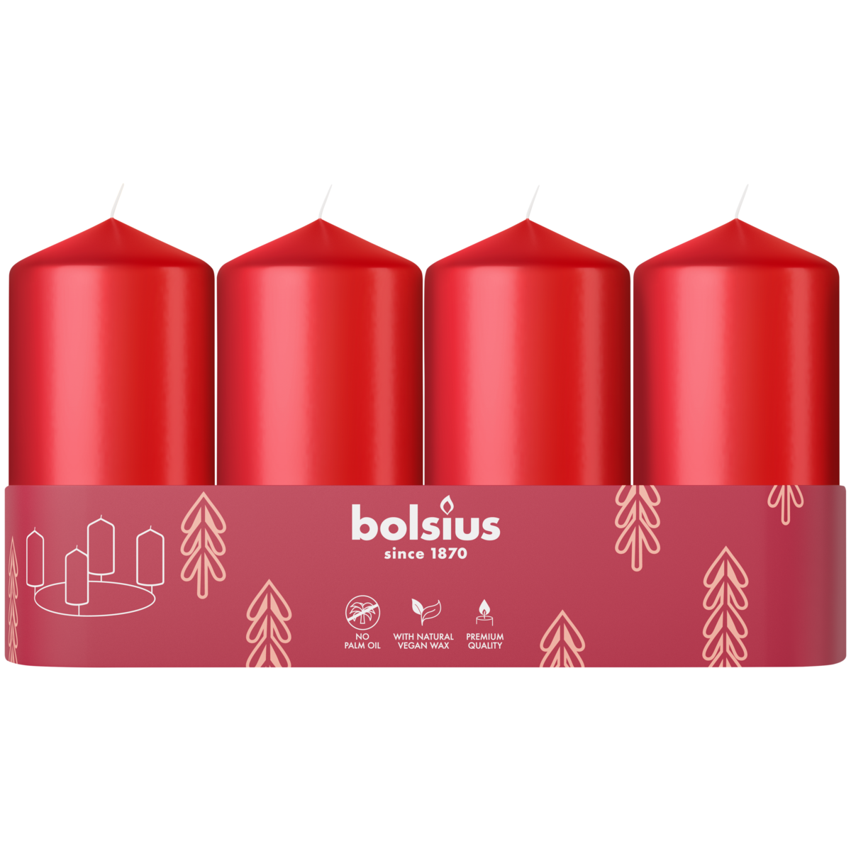 bolsius Bolsius - advent - gladde stompkaars - rood - 10cm - 4-pack bolsius Bolsius - advent - gladde stompkaars - rood - 10cm - 4-pack