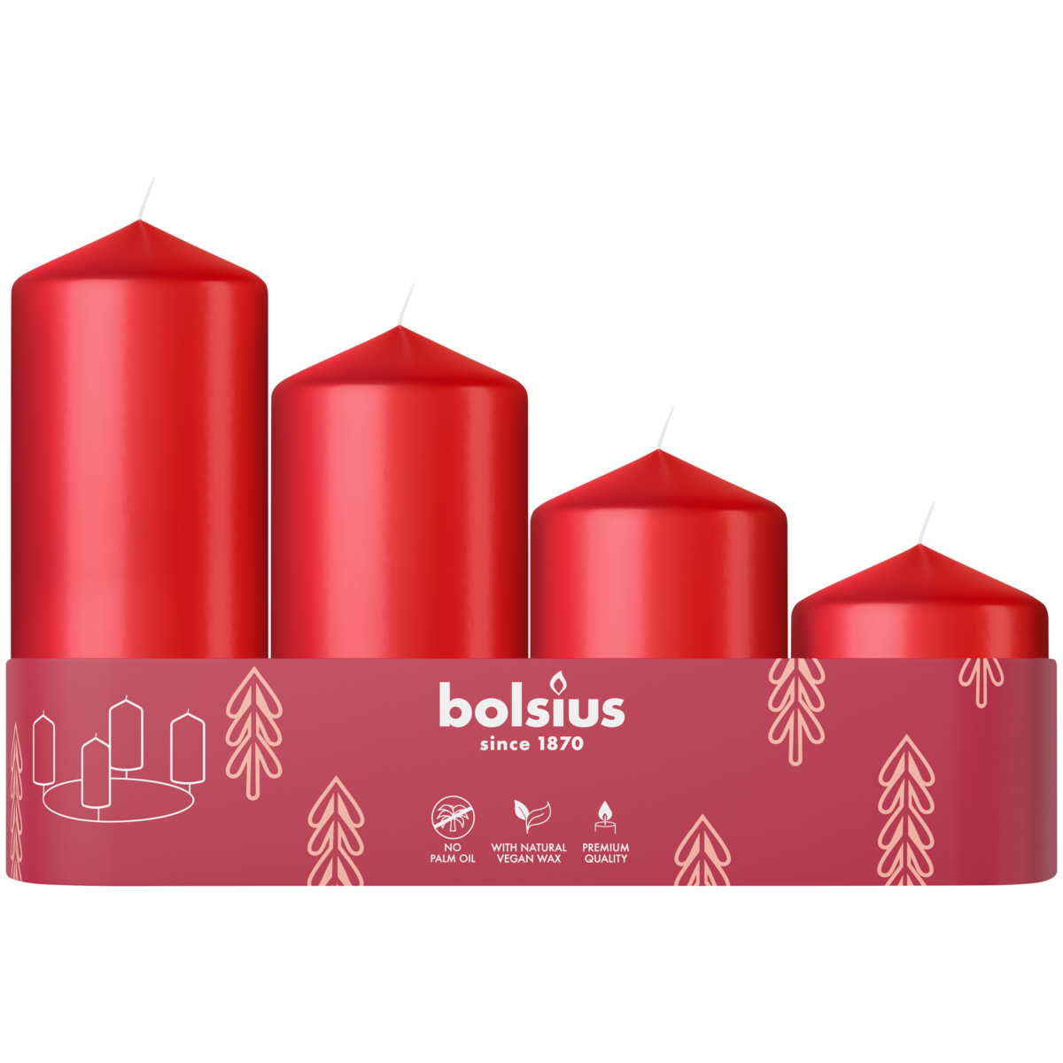 bolsius Bolsius - advent - gladde stompkaars -rood - 4-pack