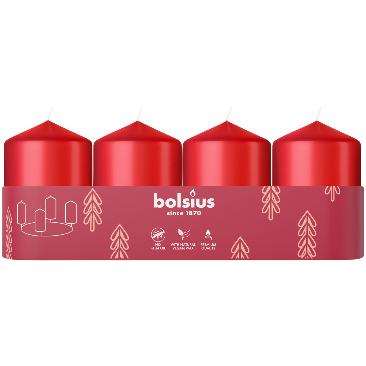 bolsius Bolsius - advent - gladde stompkaars - rood - 6cm - 4-pack bolsius Bolsius - advent - gladde stompkaars - rood - 6cm - 4-pack