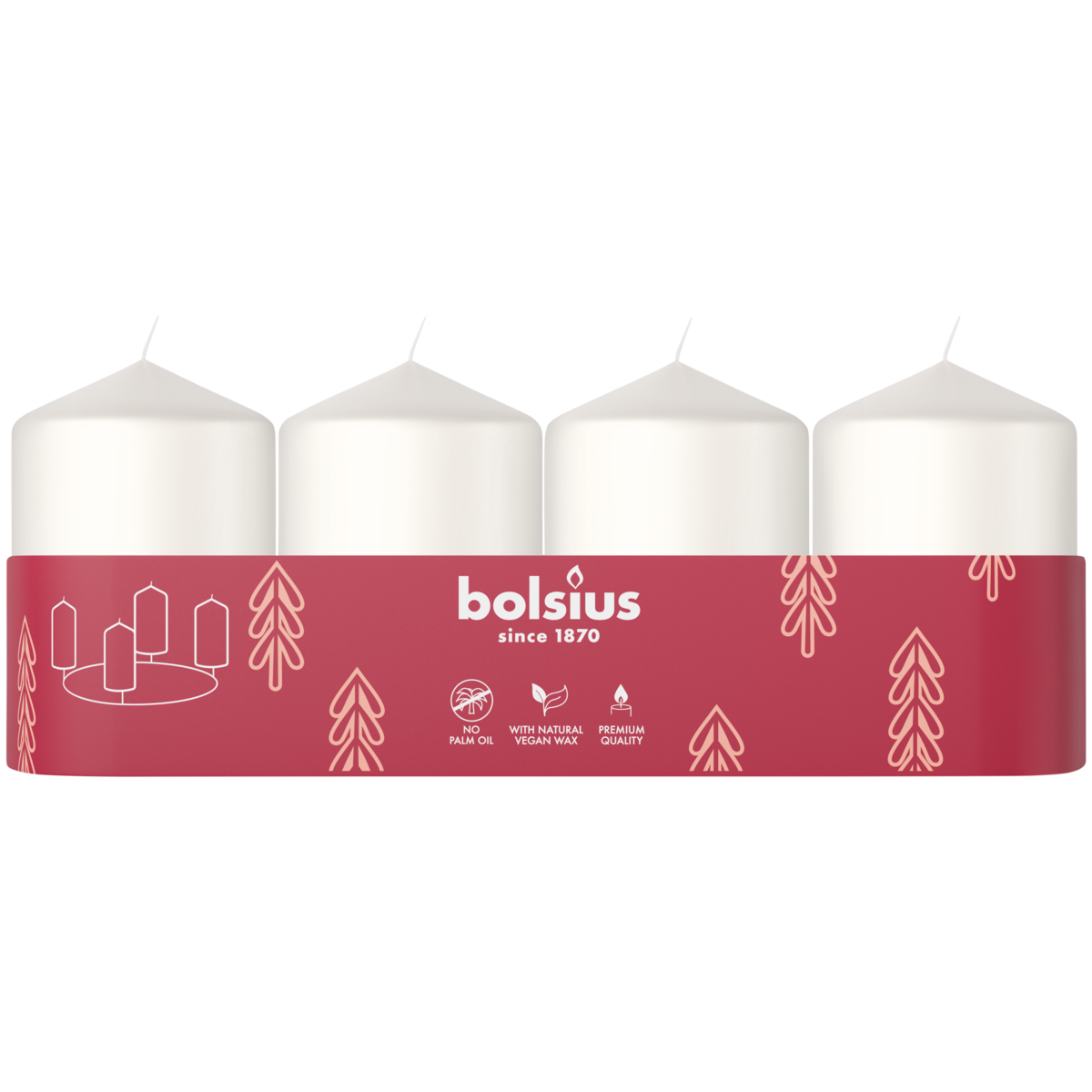 bolsius Bolsius - advent - gladde stompkaars - wit - 6cm - 4-pack bolsius Bolsius - advent - gladde stompkaars - wit - 6cm - 4-pack