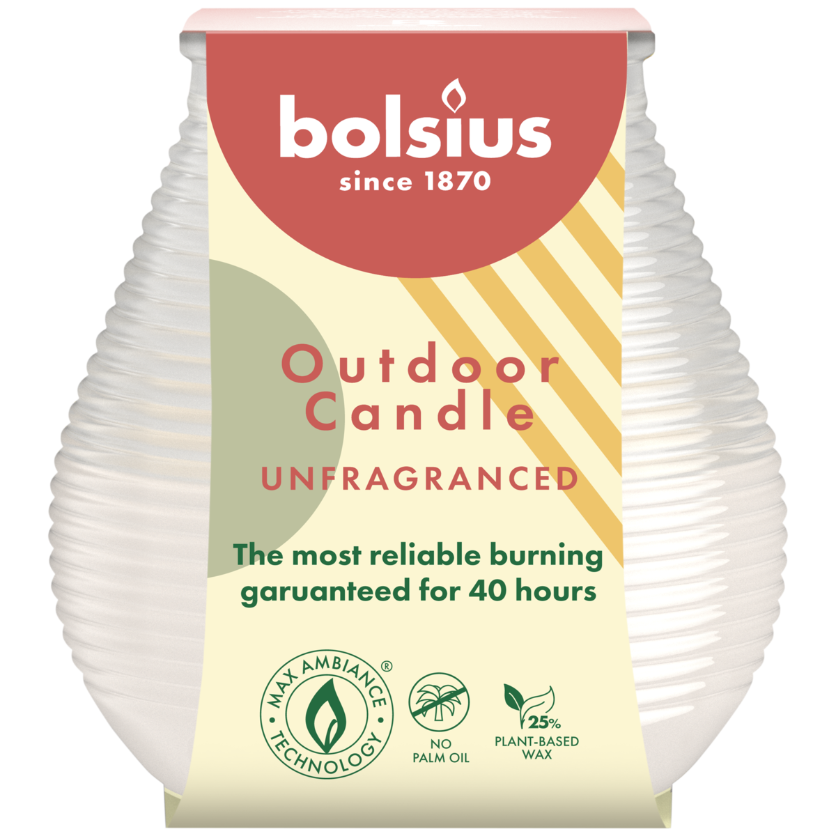 bolsius Bolsius - buitenkaars - ongegeurd - wit - 9 4cm