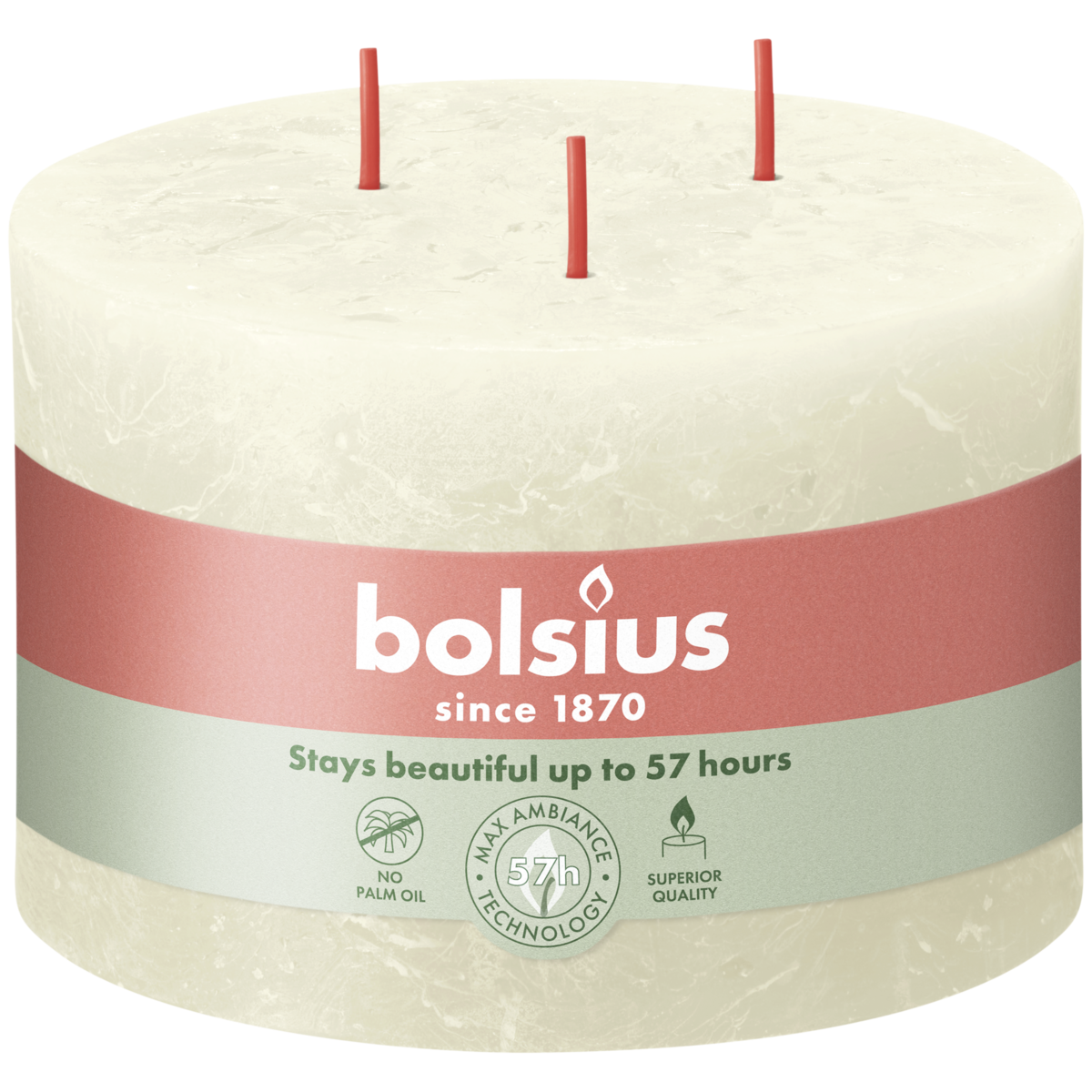 bolsius Bolsius - driepits stompkaars rond - ivoor - 9cm