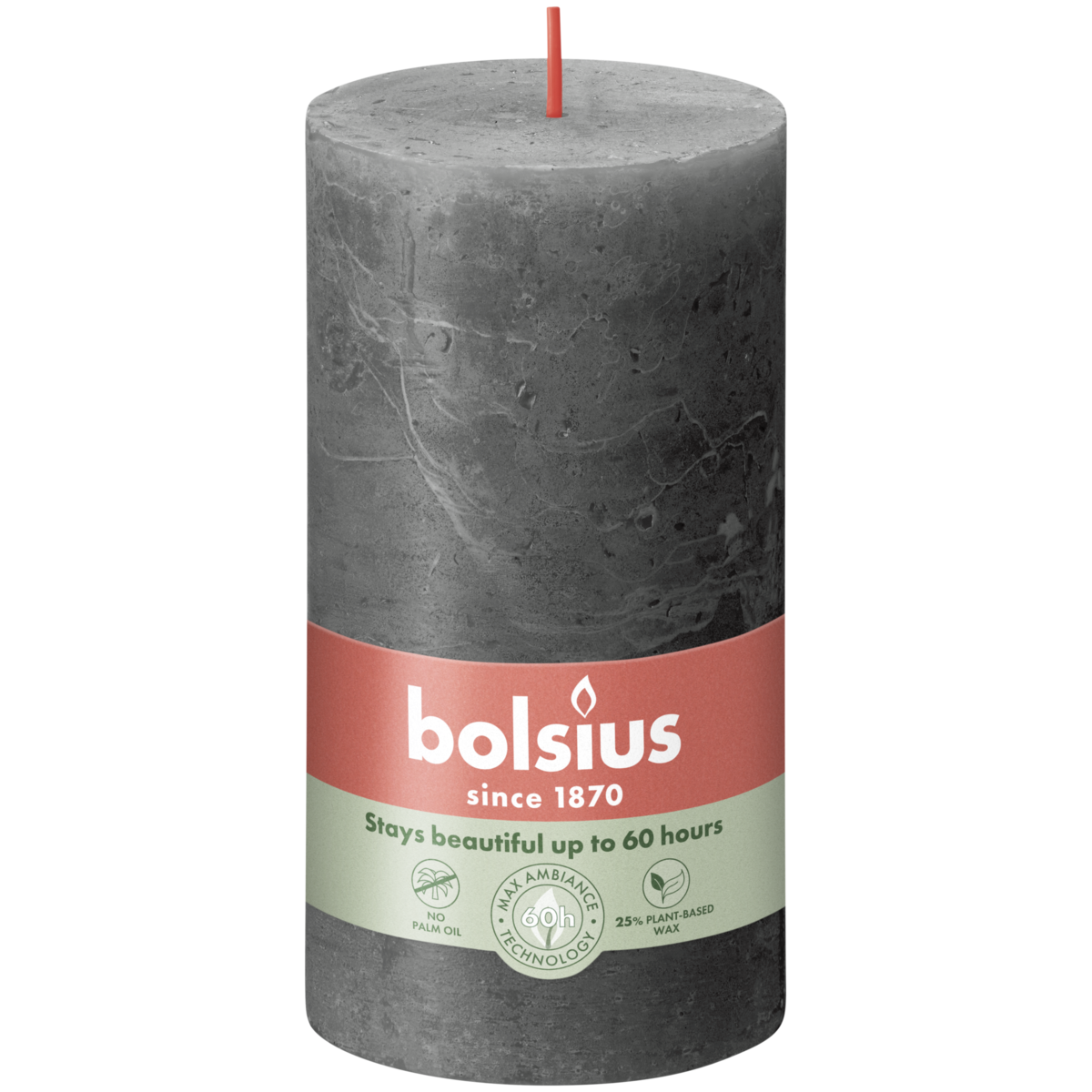 bolsius Bolsius - rustieke kaars - antraciet - 13cm