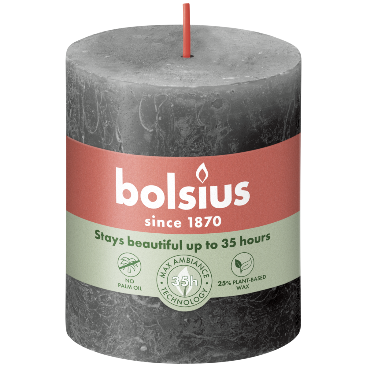 bolsius Bolsius - rustieke kaars - antraciet - 8cm