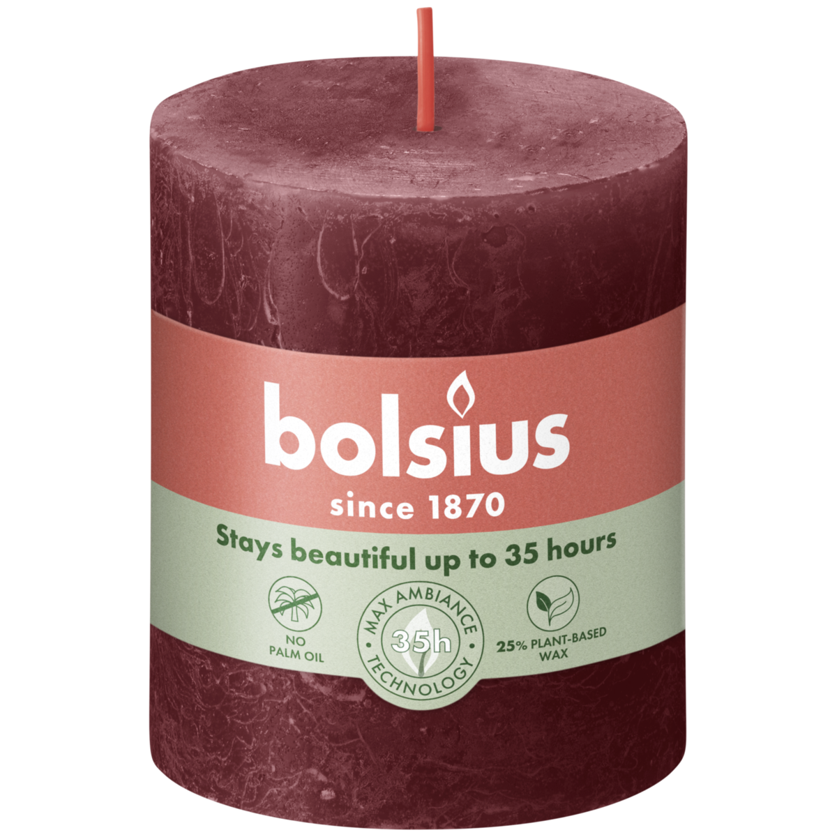 bolsius Bolsius - rustieke kaars - bordeaux - 8cm