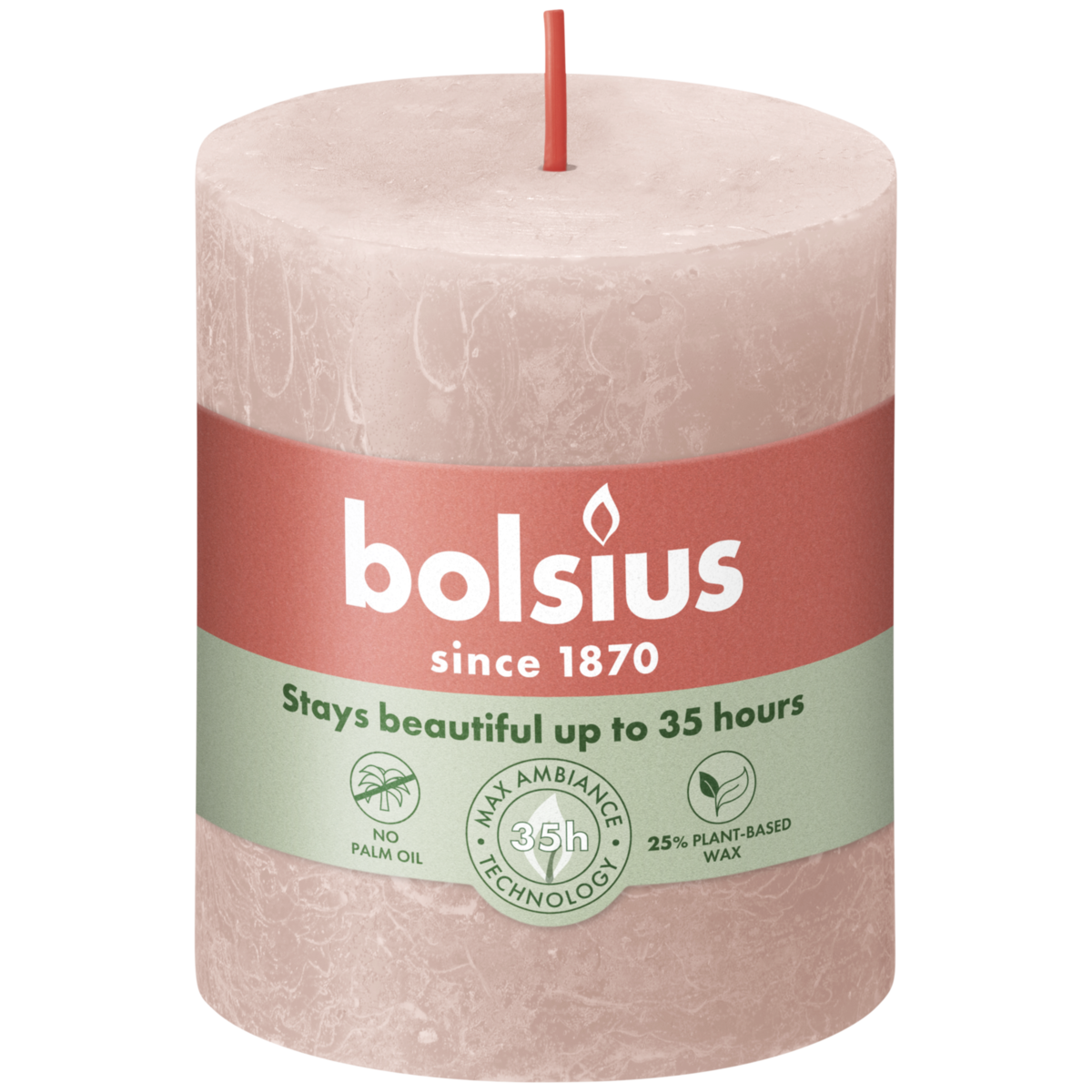 bolsius Bolsius - rustieke kaars - lichtroze - 8cm