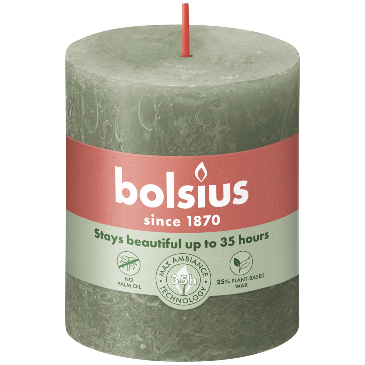 bolsius Bolsius - rustieke kaars - olijfgroen - 8cm