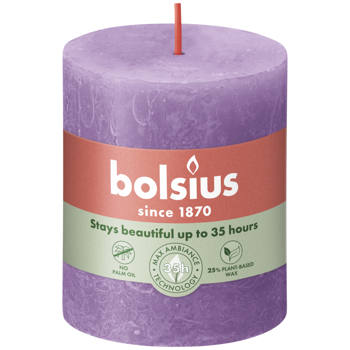 bolsius Bolsius - rustieke kaars - paars - 8cm