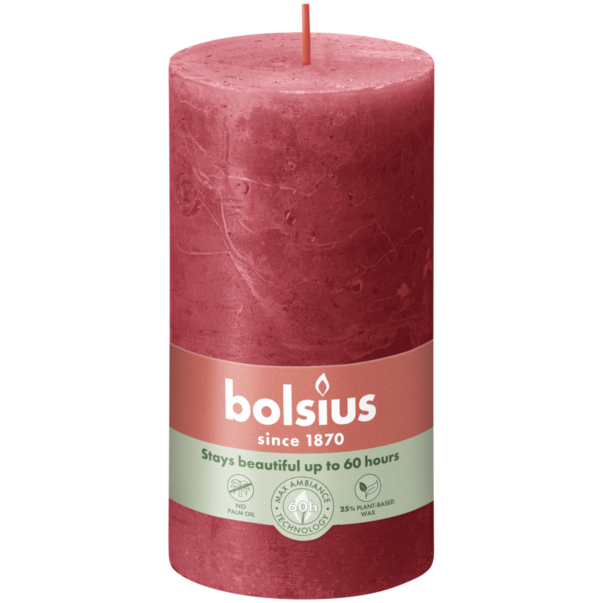 bolsius Bolsius - rustieke kaars - rood - 13cm