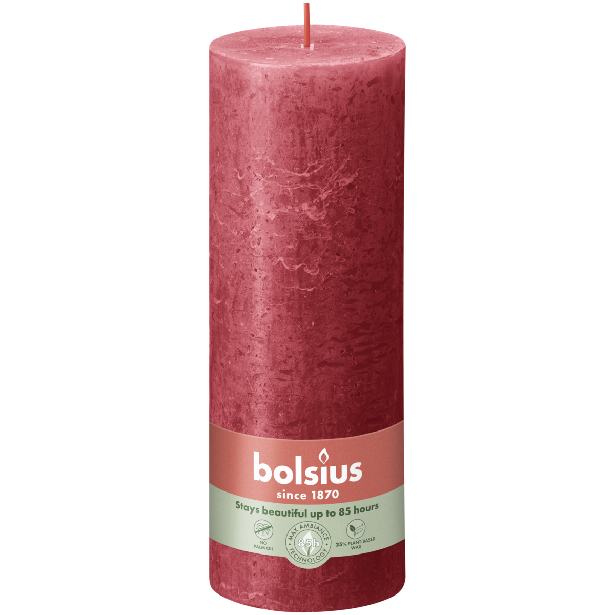 bolsius Bolsius - rustieke kaars - rood - 19cm