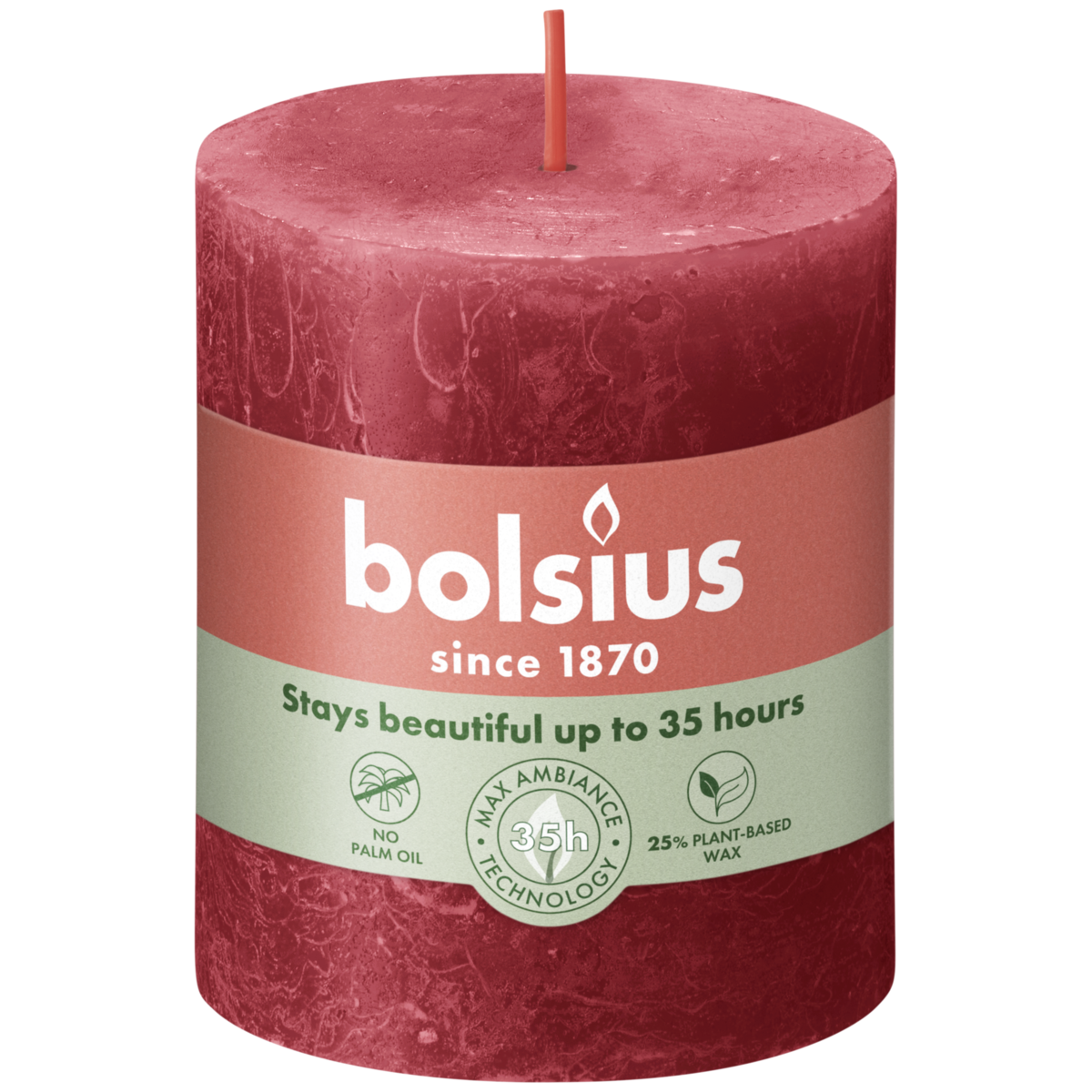 bolsius Bolsius - rustieke kaars - rood - 8cm