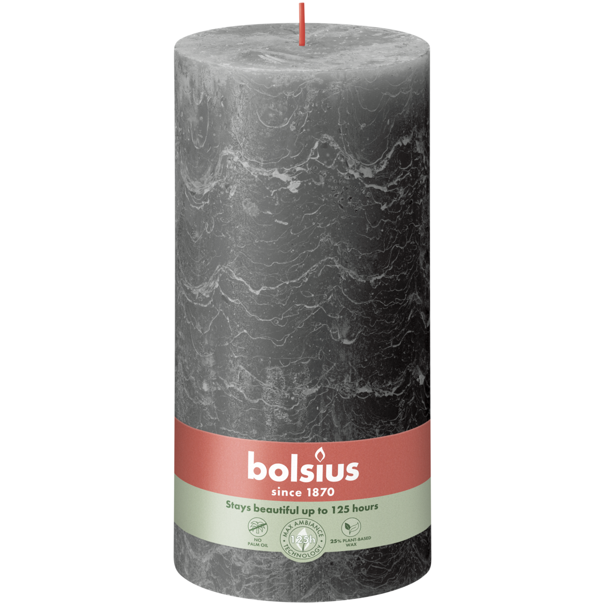 bolsius Bolsius - rustieke kaars XXL - antraciet - 20cm