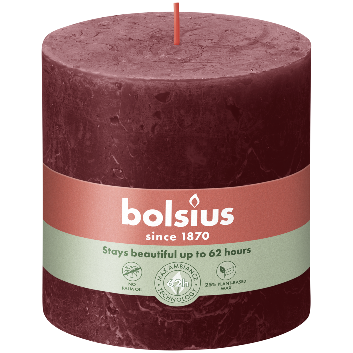 bolsius Bolsius - rustieke kaars XXL - bordeaux - 10cm