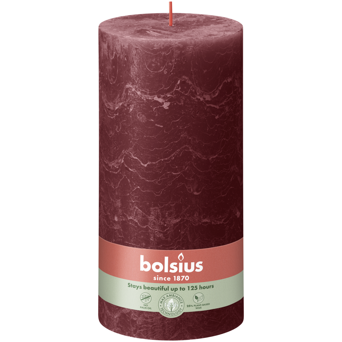bolsius Bolsius - rustieke kaars XXL - bordeaux - 20cm
