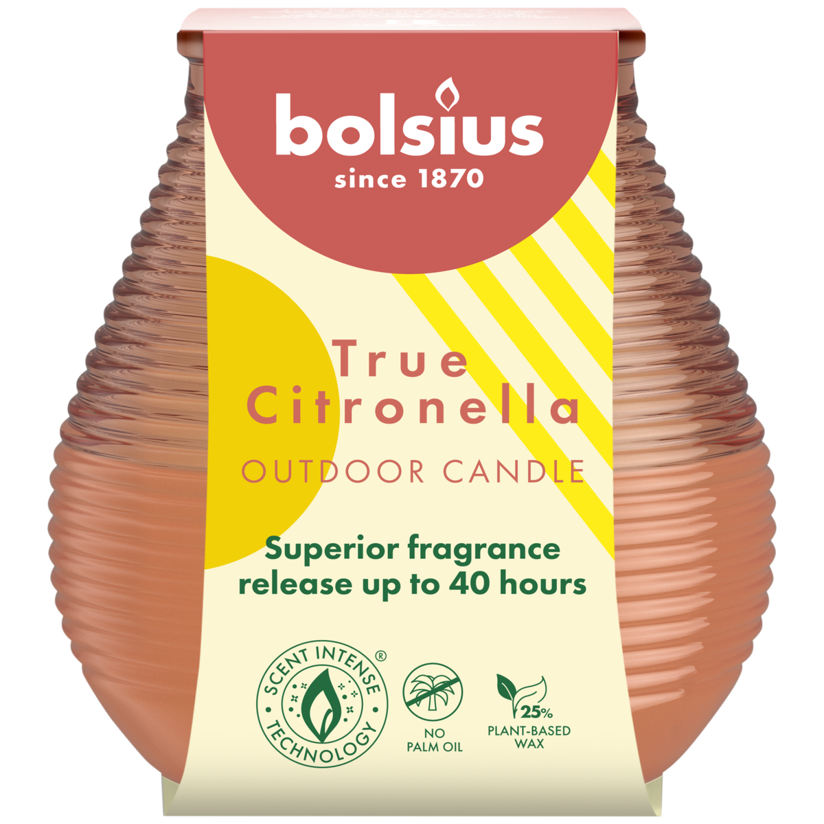 bolsius Bolsius - buitenkaars citronella - koraal - 9 4cm bolsius Bolsius - buitenkaars citronella - koraal - 9 4cm