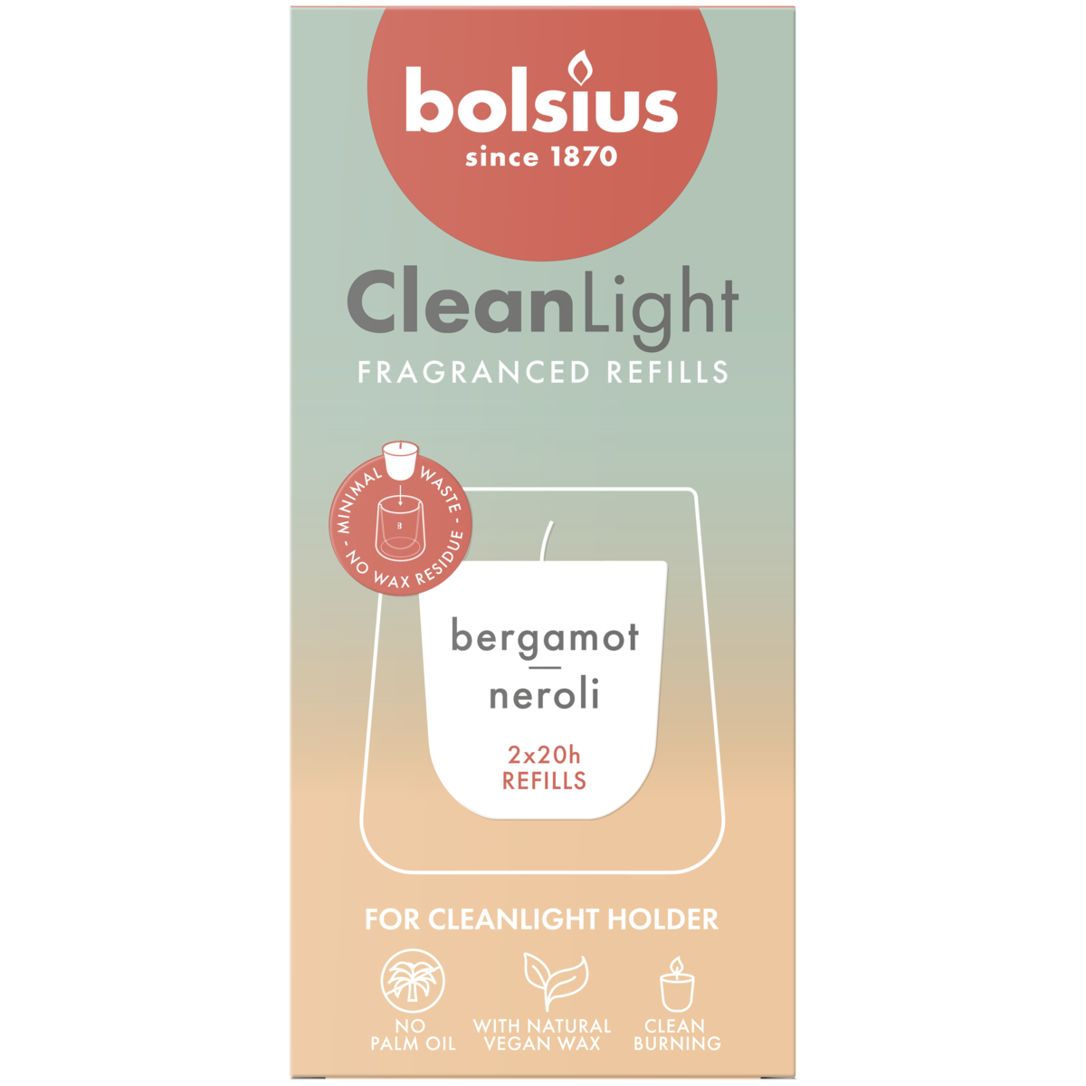 bolsius Bolsius - CleanLight navulbare geurkaars - Bergamot & Neroli