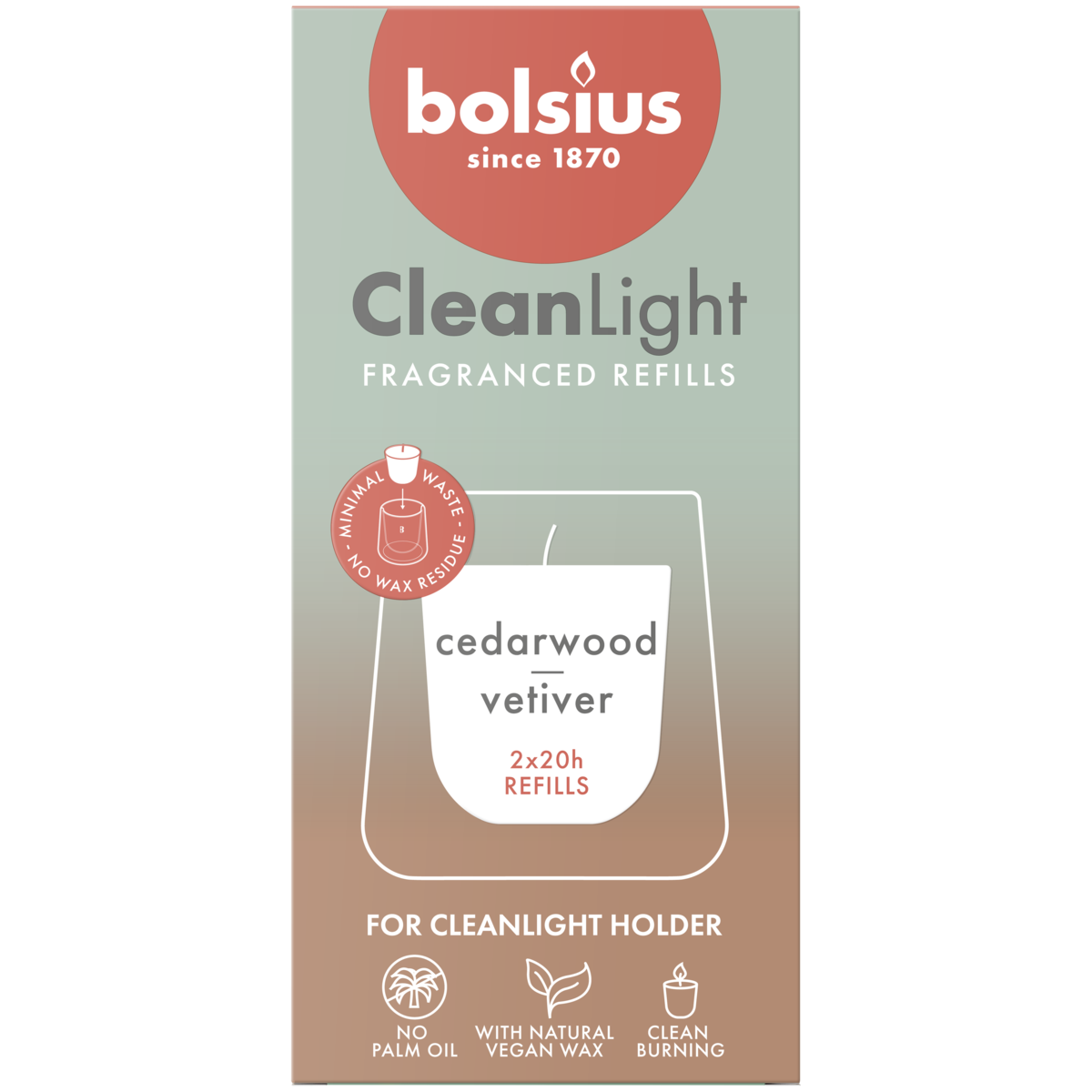 bolsius Bolsius - CleanLight navulbare geurkaars - Cedarwood & Vetiver