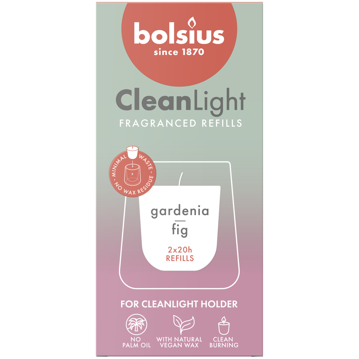 bolsius Bolsius - CleanLight navulbare geurkaars - Gardenia & Fig