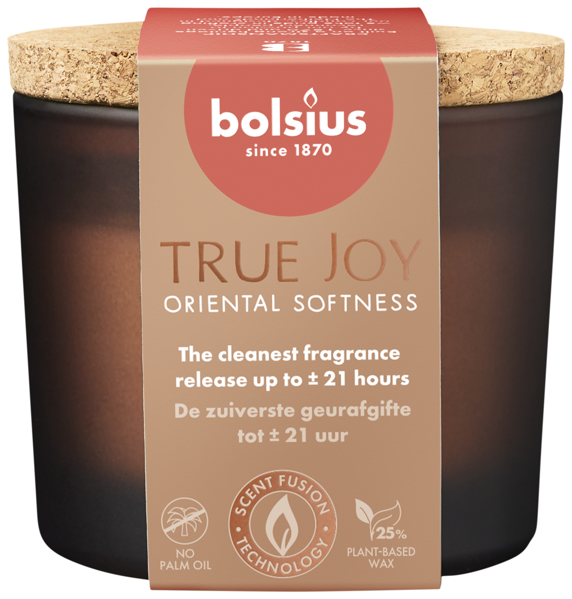 bolsius Bolsius - geurkaars met kurken deksel - oranje - Oriental Softness