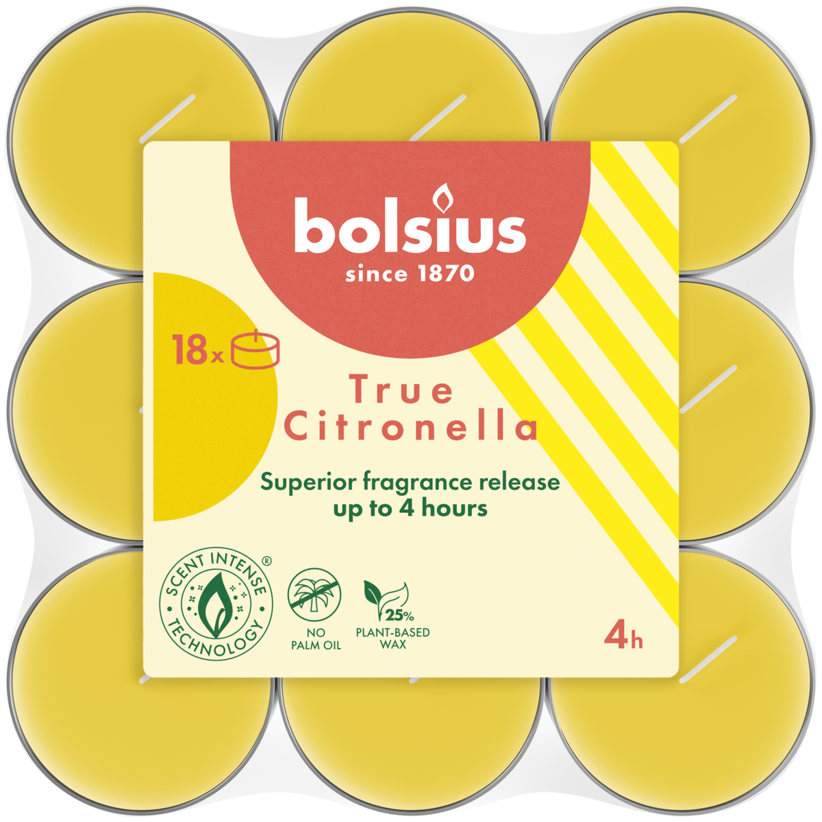 bolsius Bolsius - geurtheelichten - citronella - 18 stuks bolsius Bolsius - geurtheelichten - citronella - 18 stuks