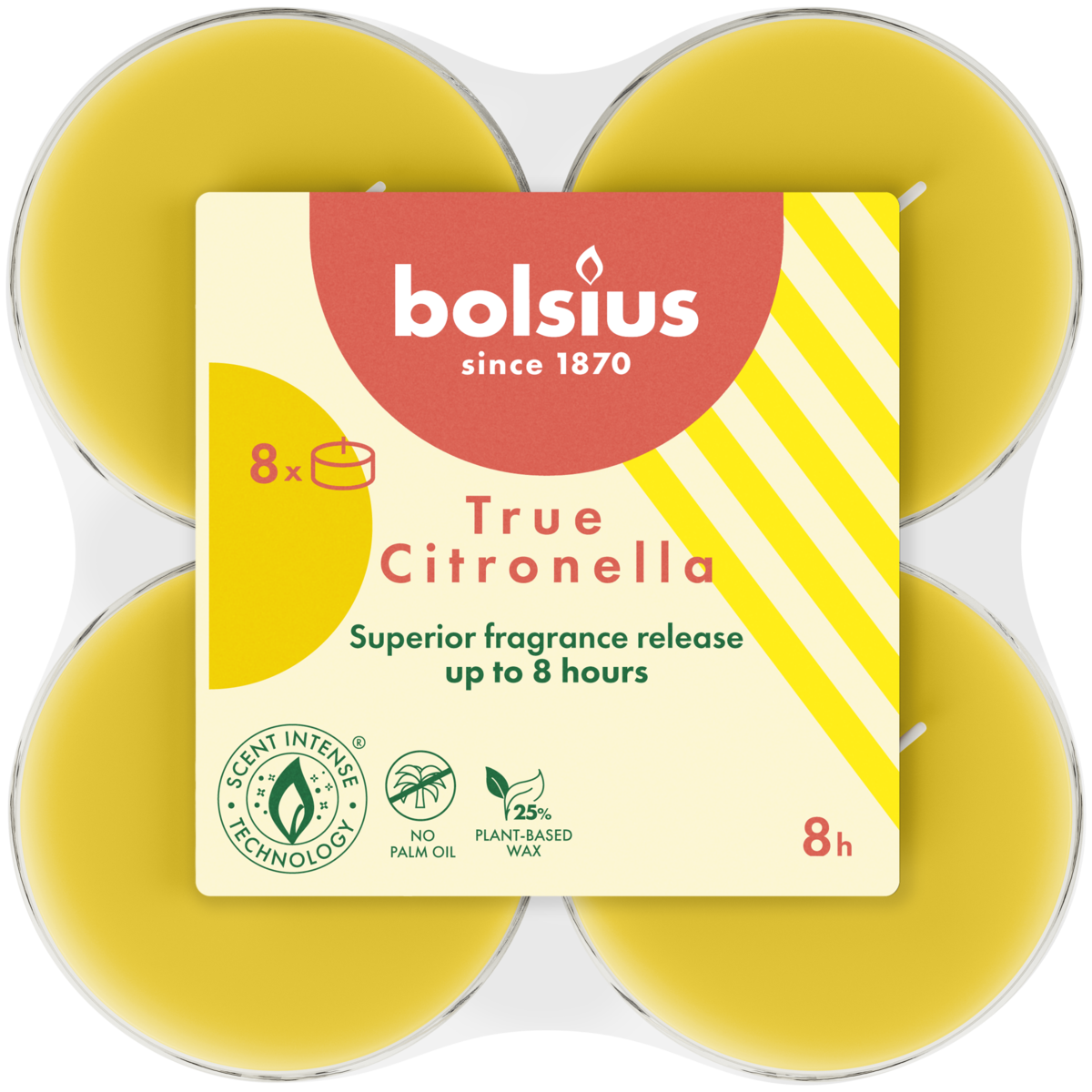 bolsius Bolsius - maxi geurtheelichten - citronella - 8 stuks bolsius Bolsius - maxi geurtheelichten - citronella - 8 stuks