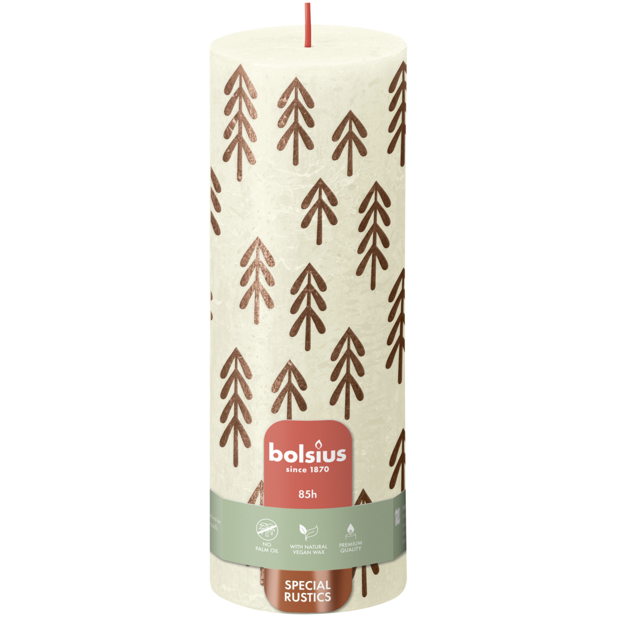 bolsius Bolsius - rustieke kaars 'Special' - ivoor met dennen print - 19cm
