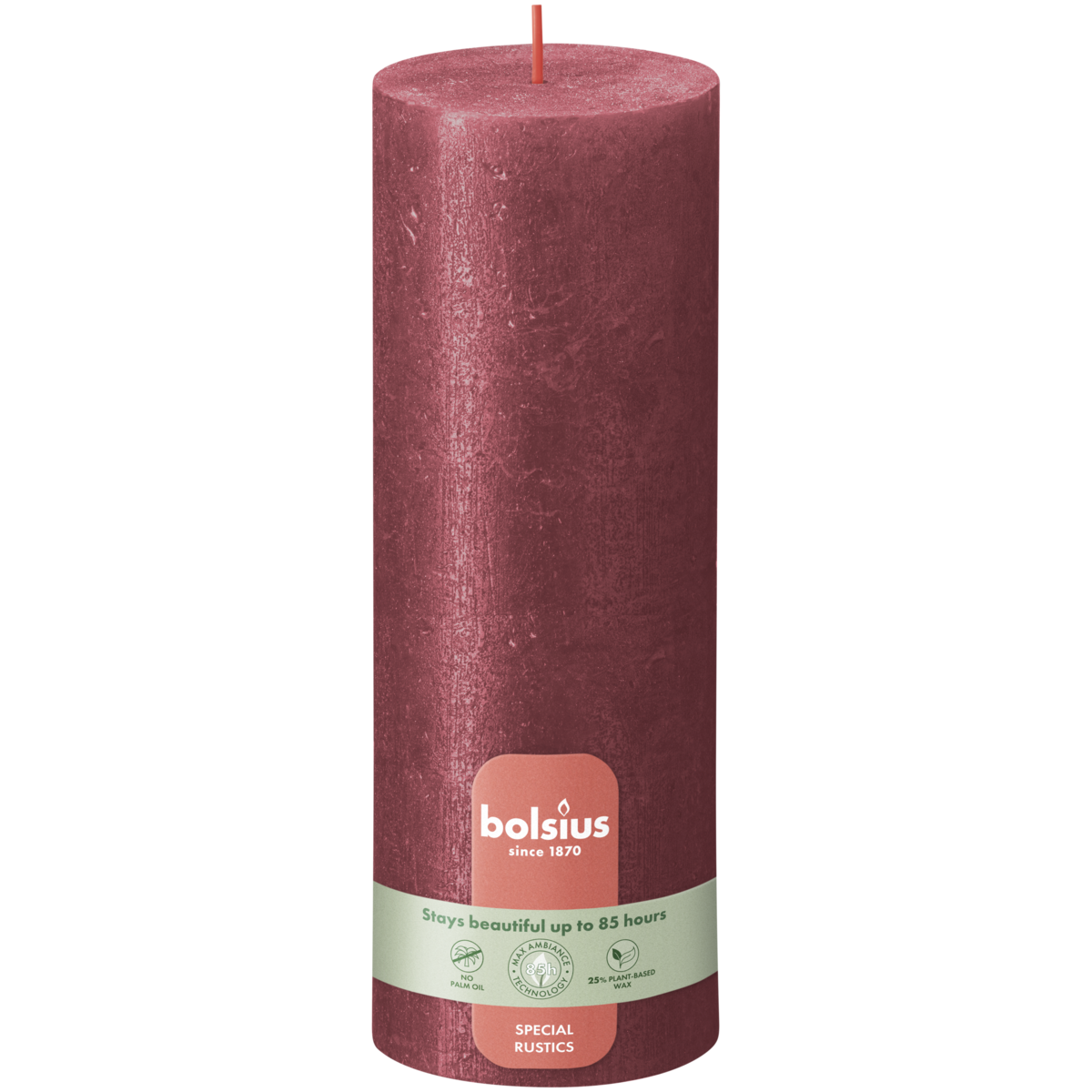 bolsius Bolsius - rustieke kaars 'Special' - rood -metallic - 19cm