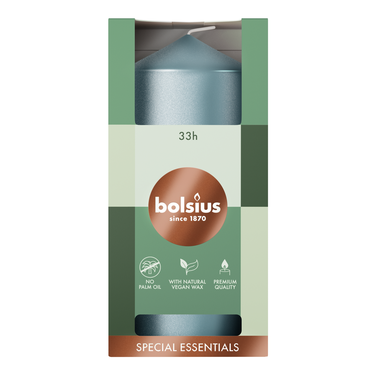 bolsius Bolsius - Special Essentials - gladde stompkaars - blauw metallic - 12cm