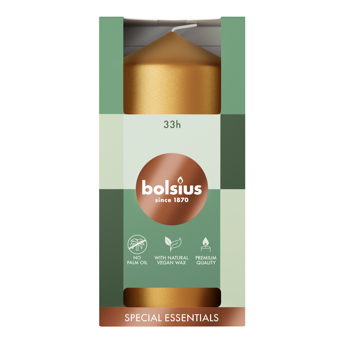 bolsius Bolsius - Special Essentials - gladde stompkaars - goud metallic - 12cm