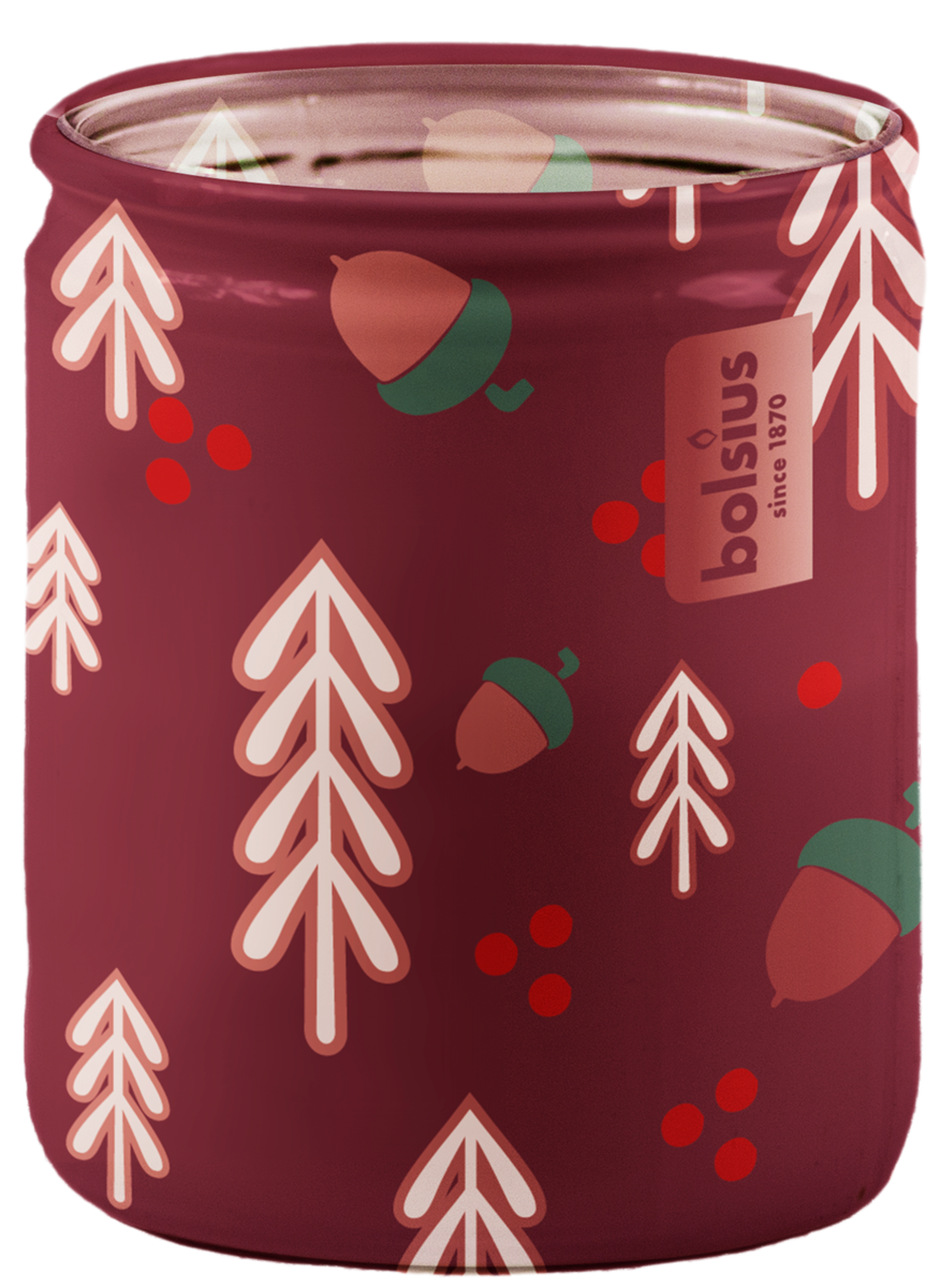 bolsius Bolsius - True Glow - geurkaars in glas - Winterkruiden - bordeaux - medium
