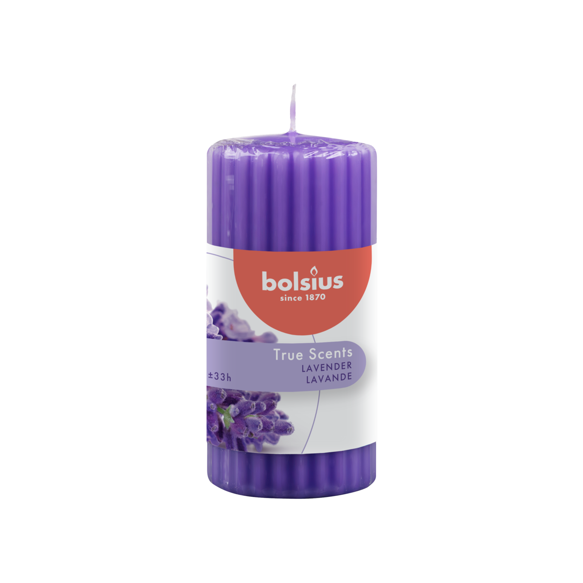bolsius Bolsius True Scents - geribbelde stompkaars - Lavendel - blauwpaars - 12cm