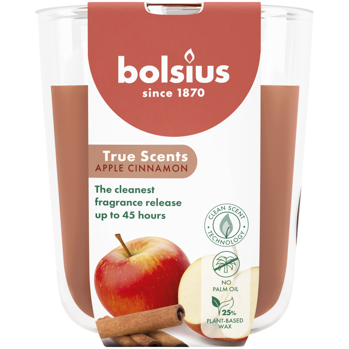 bolsius Bolsius True Scents - geurkaars in glas - Appel Kaneel - lichtbruin - groot