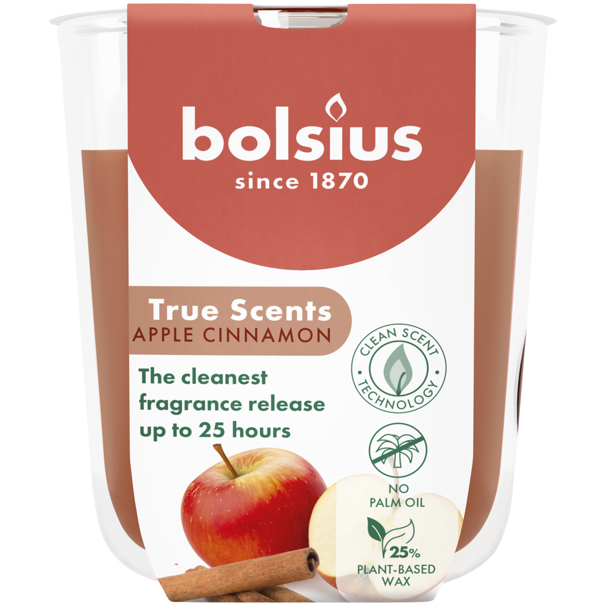 bolsius Bolsius True Scents - geurkaars in glas - Appel Kaneel - lichtbruin - klein