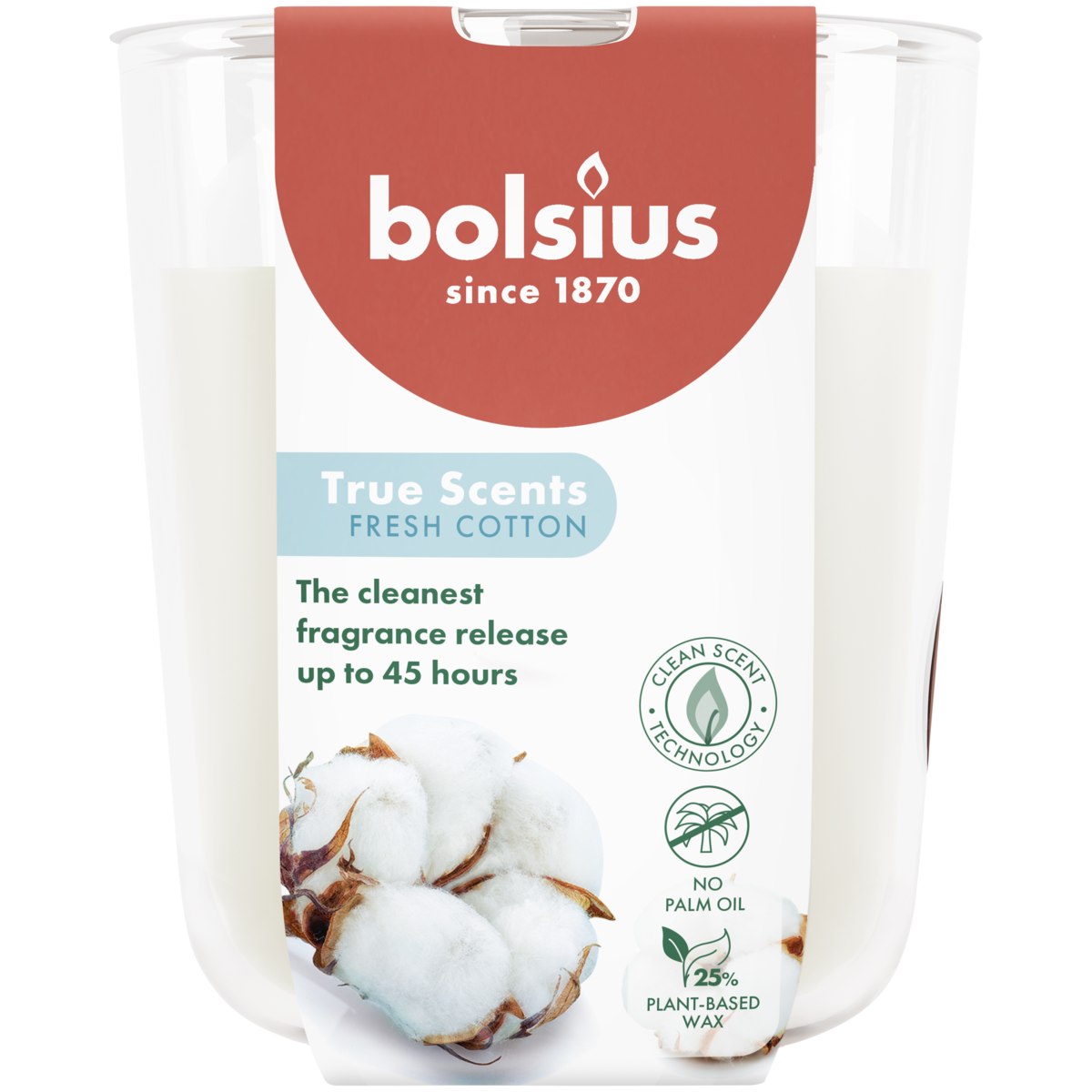bolsius Bolsius True Scents - geurkaars in glas - Fresh Cotton - wit - groot